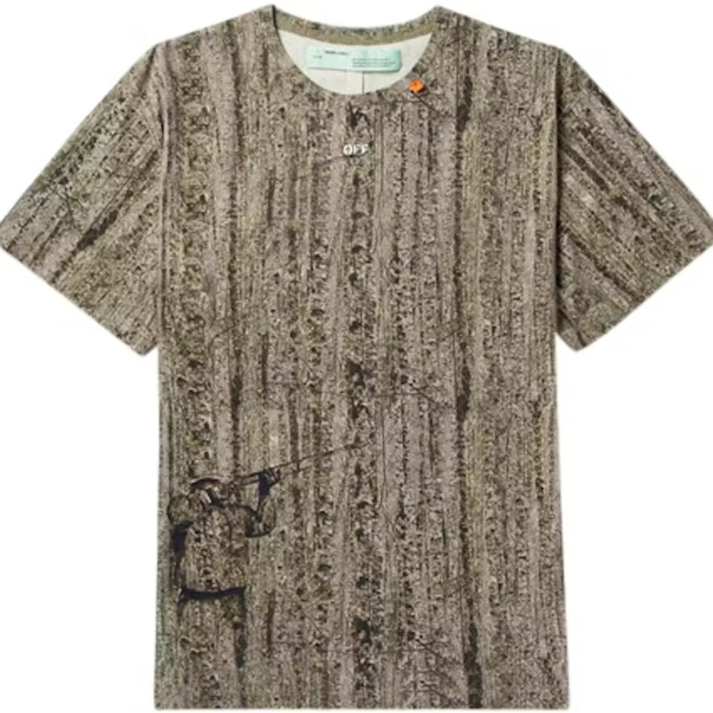 Off-White Men's Green Graphic T-Shirt